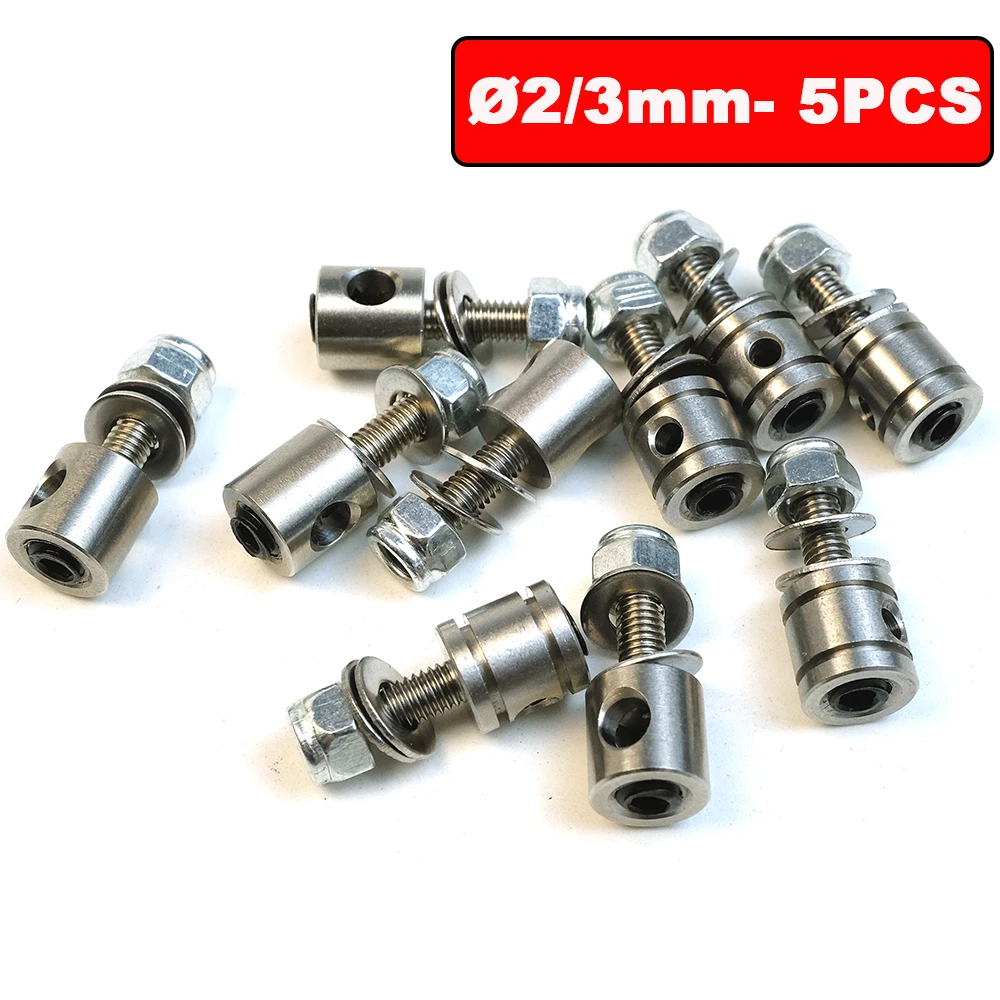 5pcs D2.0mm/D3.0mm Stainless Push Rod Quick Adjustment Adapter Linkage Stoppers for RC Airplane Boat Servo Arm and Pull Rod