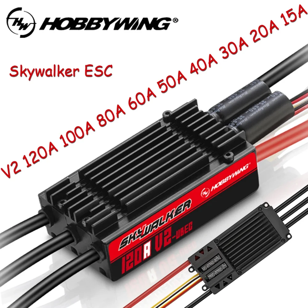

Hobbywing Skywalker V2 ESC 120A 100A 80A 60A 50A 40A 30A 20A 15A Brushless ESC Speed Controller With UBEC For RC FPV Airplanes
