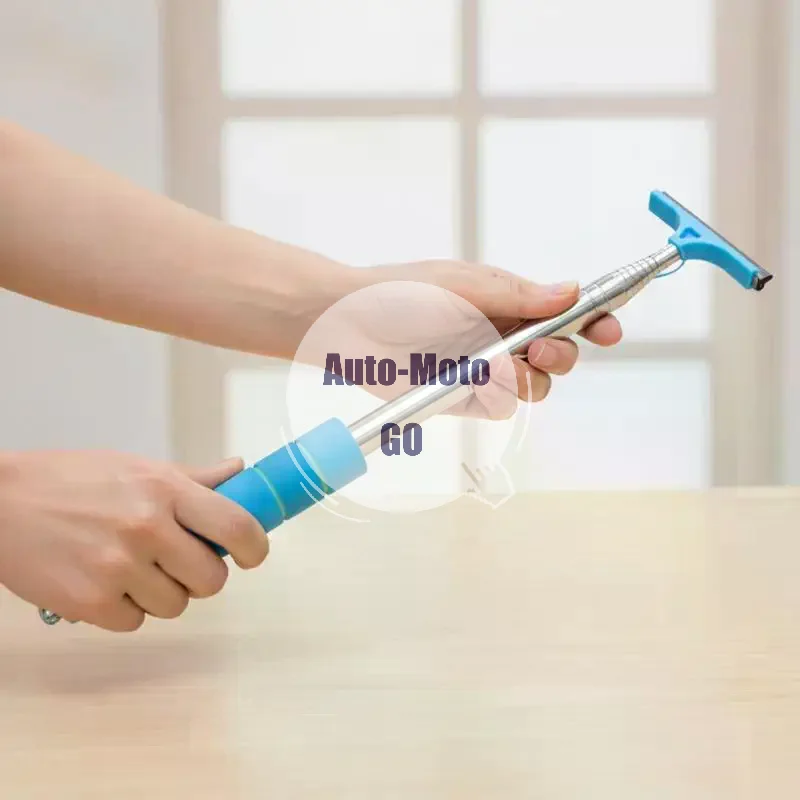 Retractable Car Ice Scraper Anti-Slip Grip Stainless Steel Rod Heavy Duty Winter Frost Removal Tool for All Cars