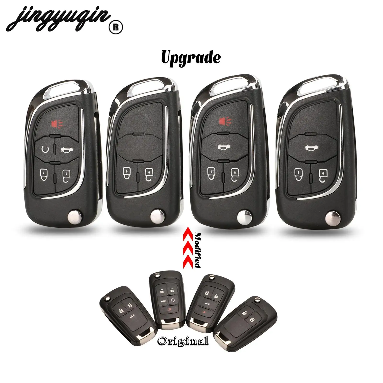 

jingyuqin Modified For Chevrolet Lova Aveo Cruze Camaro Malibu S510 Flip Folding Remote Key Case Shell 2/3/4/5 Buttons HU100