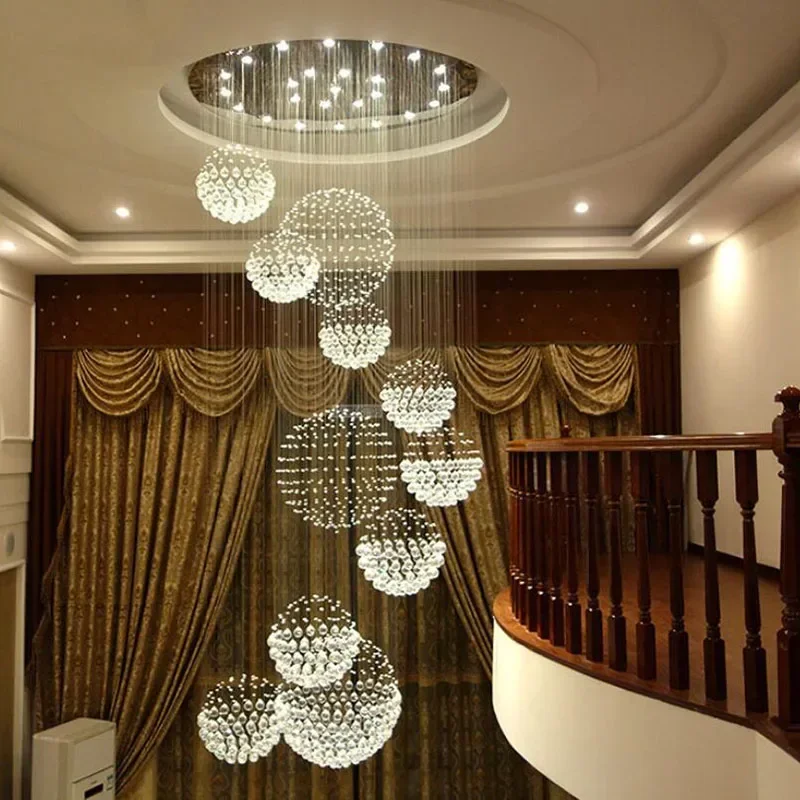 Modern Large Chandelier 13PCS Lustre Crystal Ball Design Chandeliers  Lustres De Cristal Lights D80xH300cm Guarantee 100%