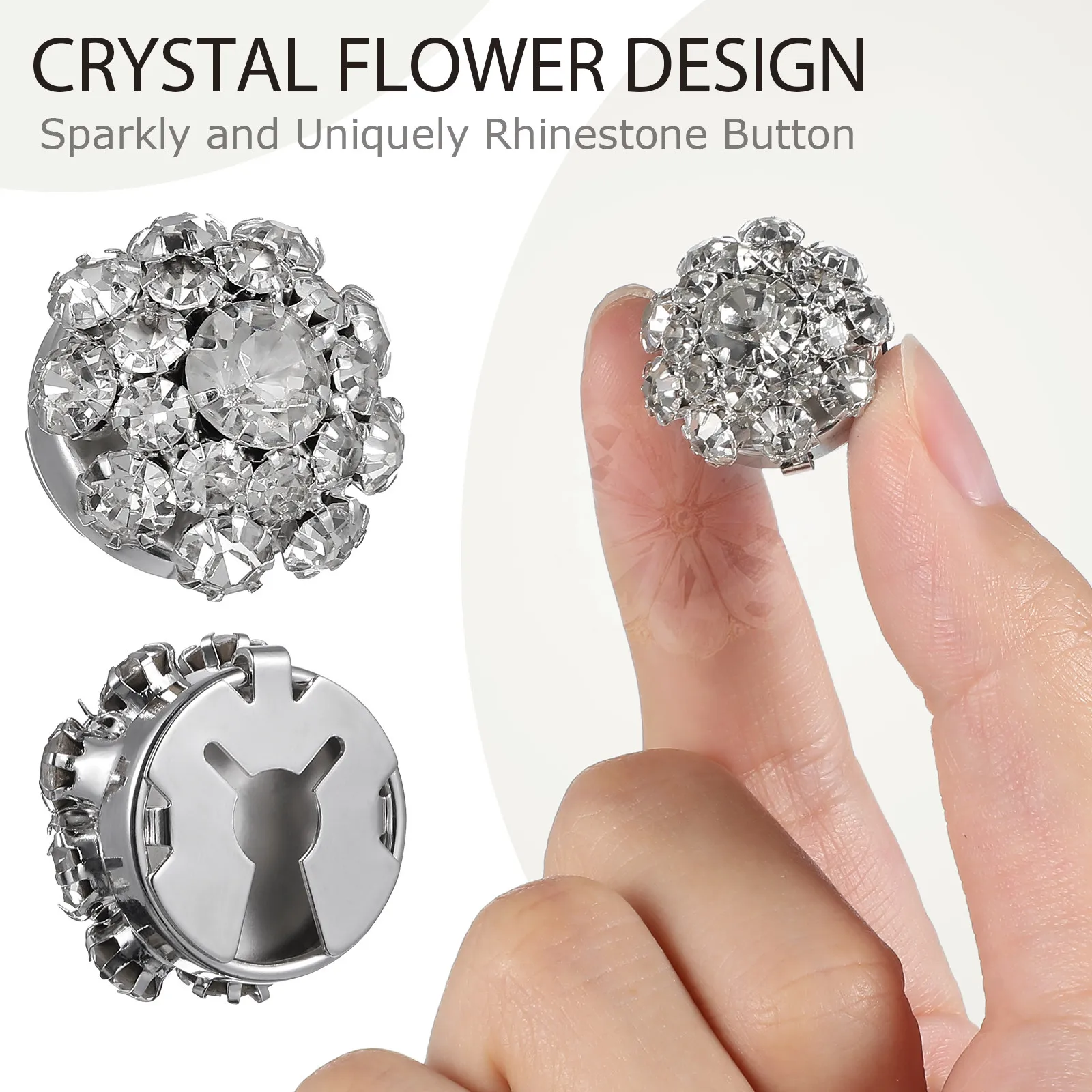 1Set Elegant Rhinestone Flower Cufflink Set Sparkling Cuff Links for Wedding Formal Business Shirt Cufflinks Tuxedo Buttons