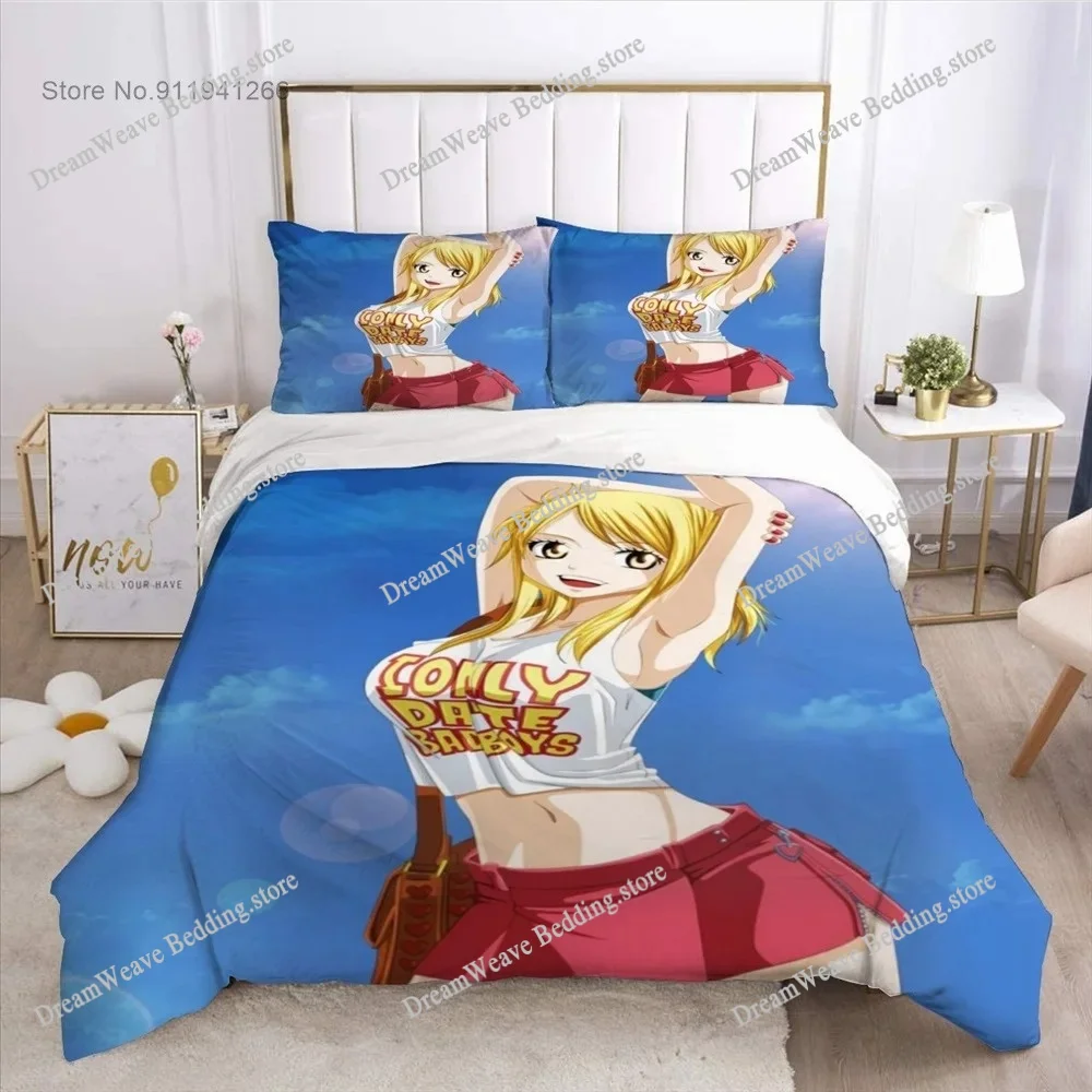 

Japan Anime Bedding Set 3D Print Cartoon Fairy Tail Duvet Cover Single Double King Bed Cover Set Kids Gifts