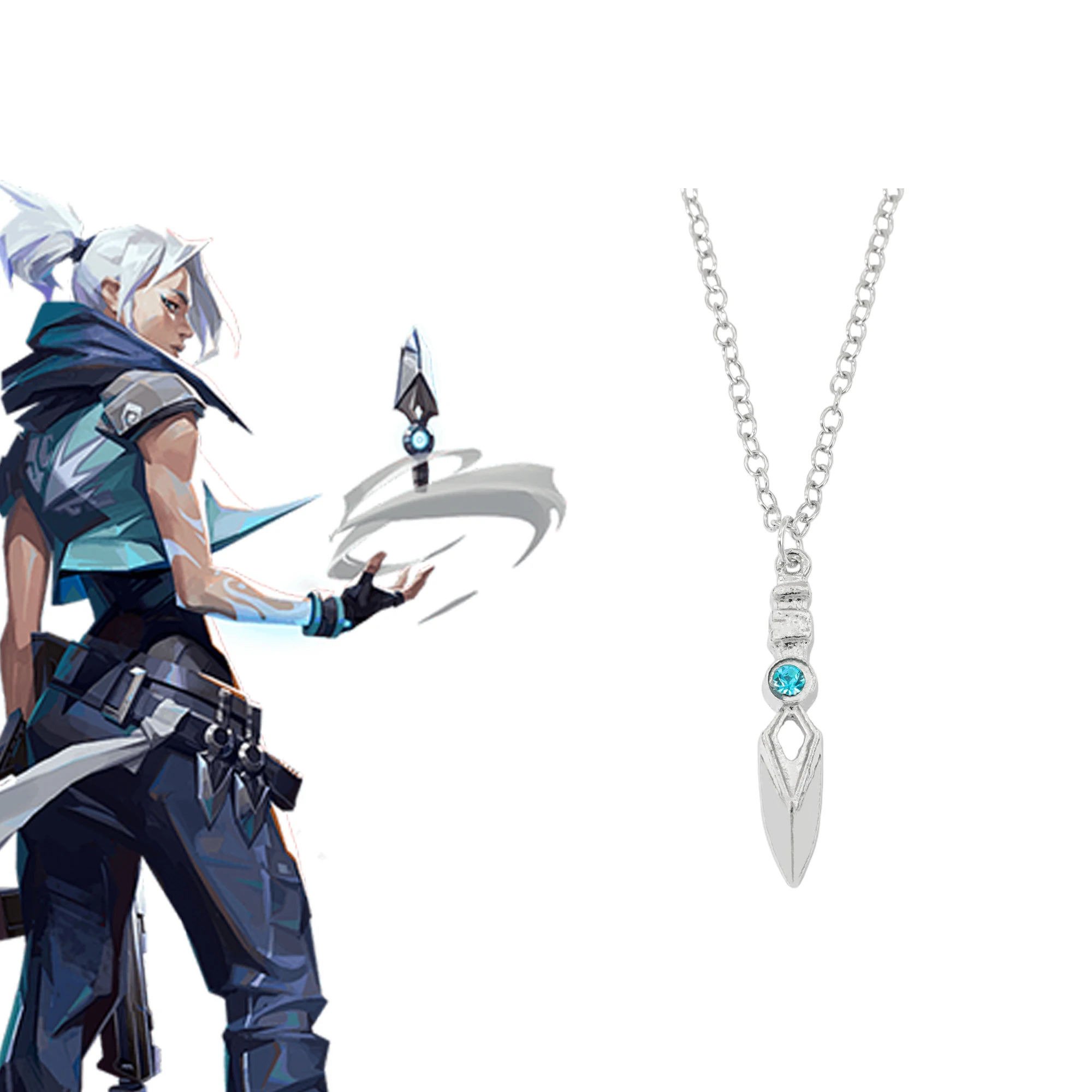 

Кулон-нож Joon-Hee из Valorant для геймеров, модный аксессуар для мужчин, кулон-ожерелье Blade Storm, подарок для нее