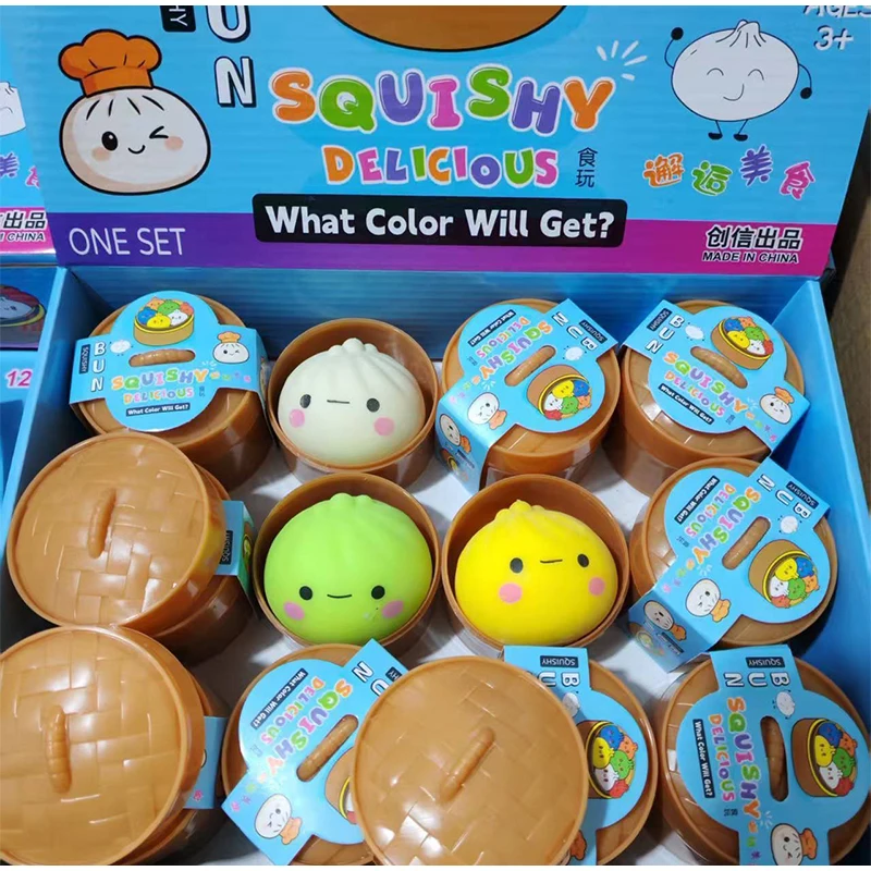 12pcs/box Slow Rising Dumpling Squishy Bun Shape Stress Ball Hand Relaxation Soft Squeeze Decor Ornaments Gift