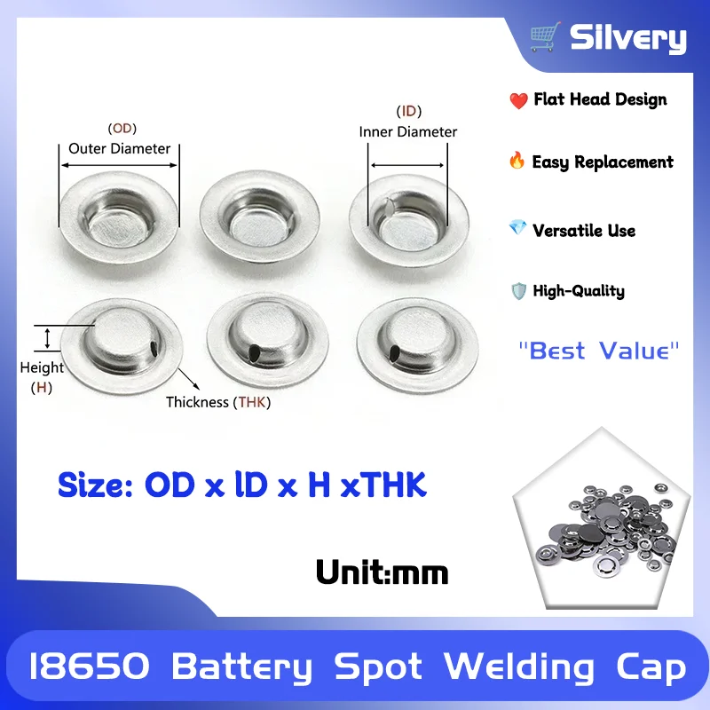 DIY Batteries Accessories tools18650 Lithium Battery Positive Spot Welding Cap Alternative Negative Electrode Flat Head Gasket