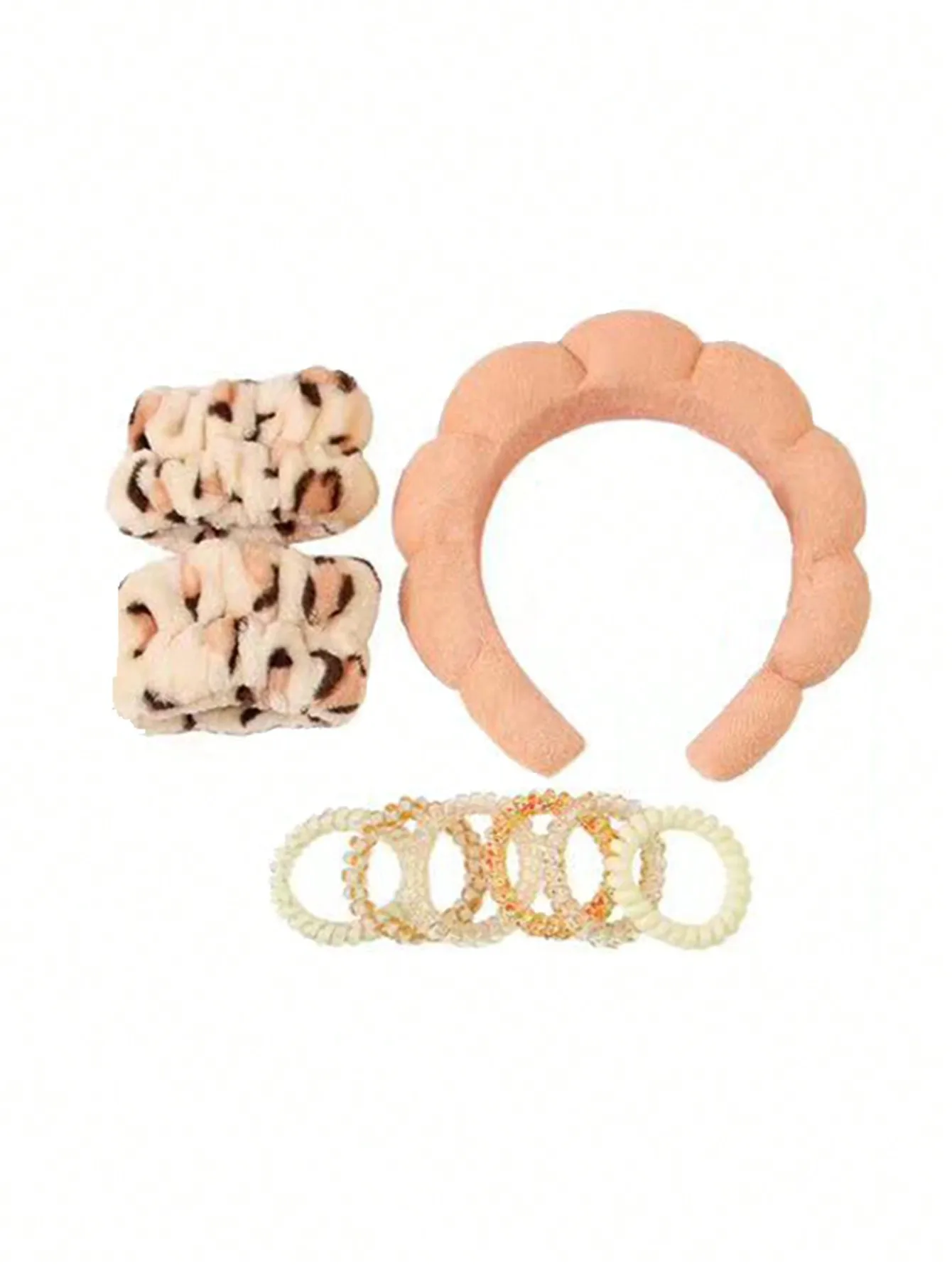 منشفة مكارون للنساء إسفنجة فلانليت ، عجين مقلي ، عصبة شعر للوجه ، رباط معصم ، مشبك شعر علوي عالي الجمجمة ، 9 *