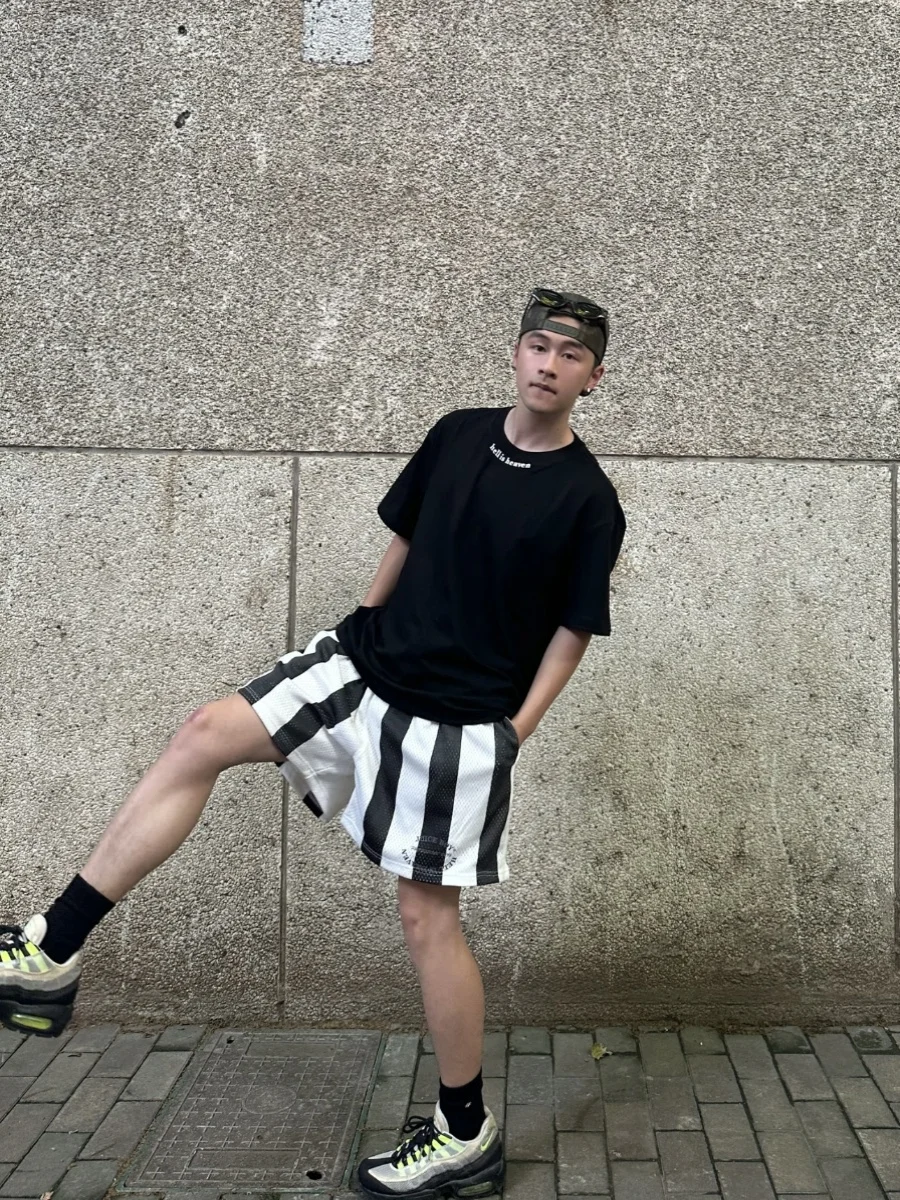 

American High Street Stripe Print Me ort Pants Casual Summer ex Knee-Length Breathable Comfortable Youth Faion