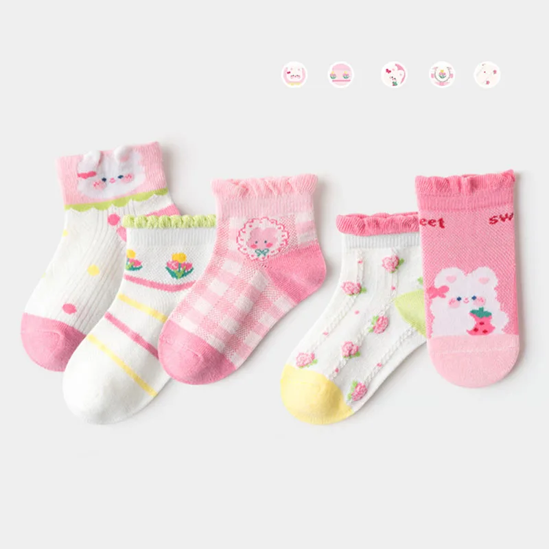 

5 Pairs/Lot Spring Summer Autumn Children Socks Cotton Boy Girl Baby Cute Cartoon Mesh Fashion 1-12 Years Kids Teen Student Sock