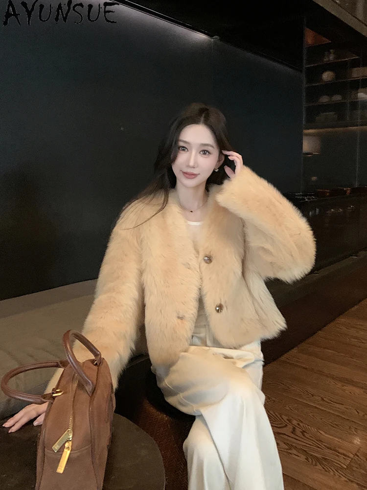 AYUNSUE 100% Natural Wool Womens Jacket Luxury Short Shearling Jackets Women Clothes 2025 Winter New in Outerwears Кофта С Мехом