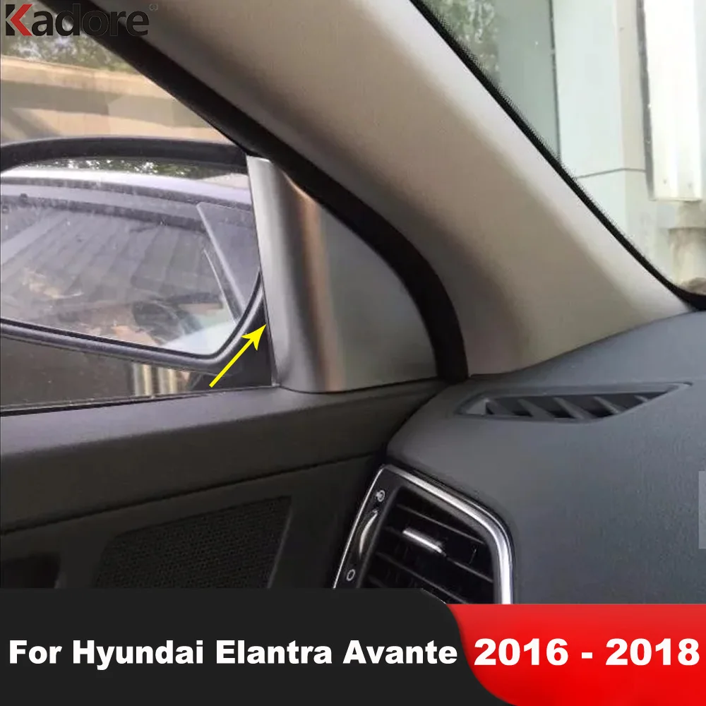 

Для Hyundai Elantra Avante 2016 2017 2018, матовая передняя внутренняя дверь автомобиля, треугольная стойка, накладка, внутренние молдинги, аксессуары