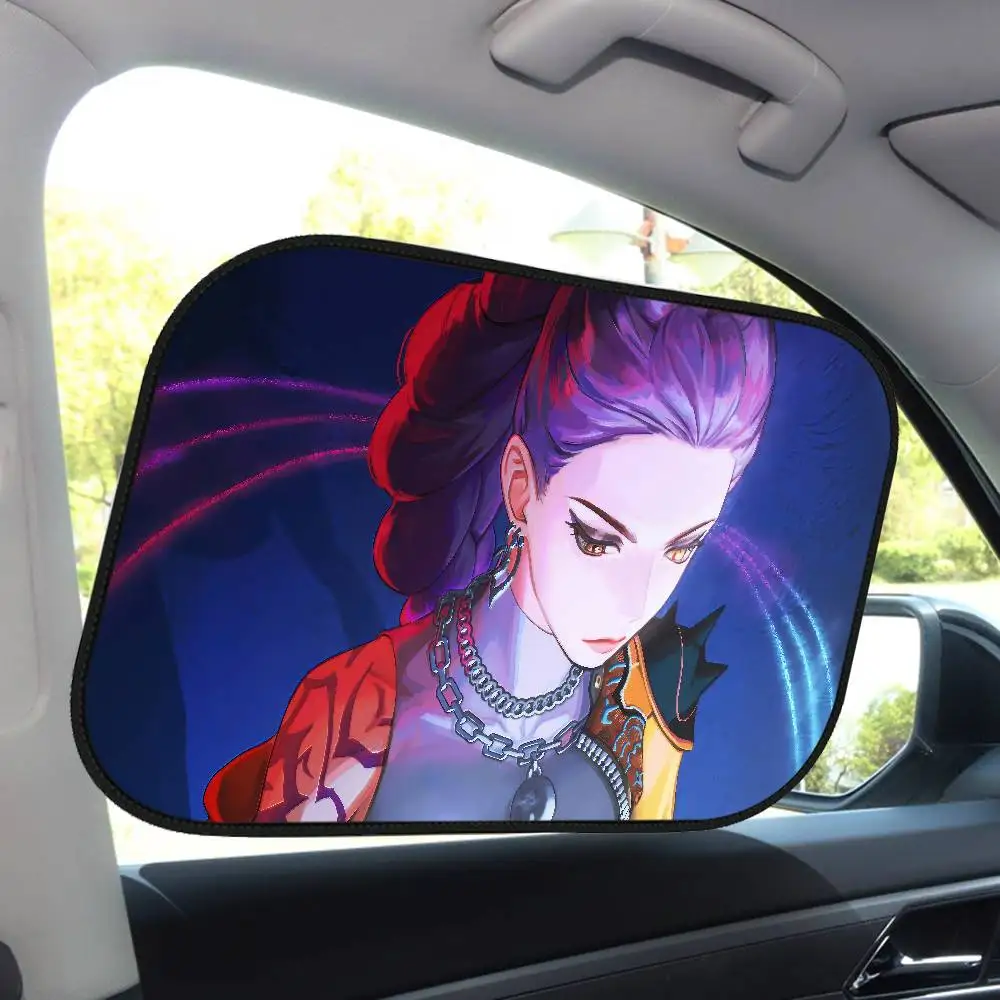 KPop شيطان الصيادين رومي نافذة السيارة الجانبية ظلة الشمس كتلة فيلم القماش الشمس قناع الأشعة فوق البنفسجية حماية نافذة الستار سيارة الشمس الظل غطاء