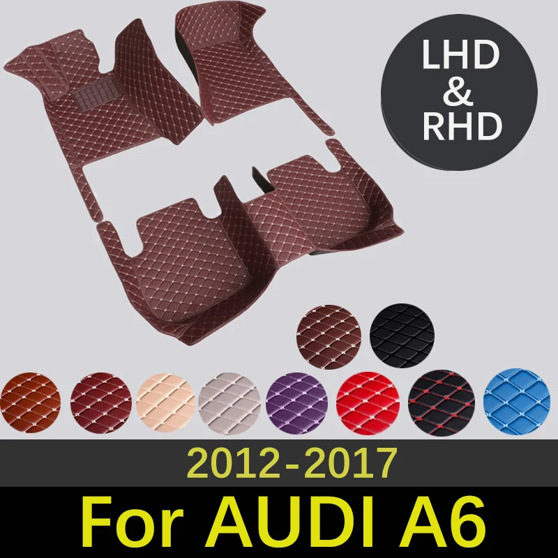 

High-Quality Leather Car Floor Mats For AUDI A6 C7 2012~2017 Fashion Interiors Accessories Custom Carpets Car Styling Rug