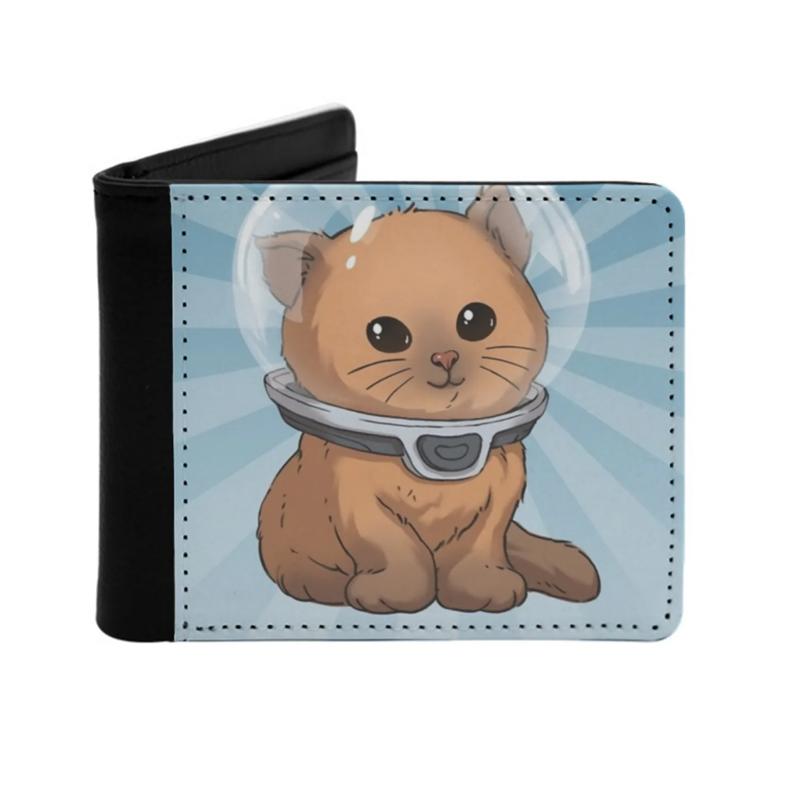 Keep Calm Kitty Men Wallets Card Man Wallet Short Purse Bi-Fold Personalized Purses Cute Under Water Underwater Cat