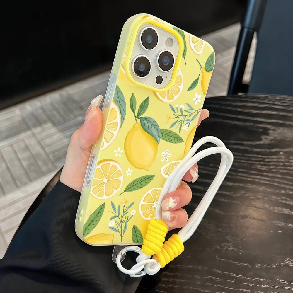 Phone Cases With Straps - 여름 레몬 젤리 질감 폰 케이스