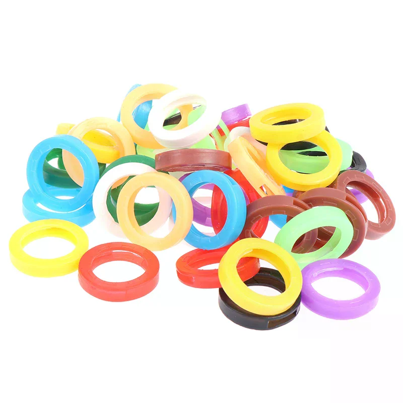 50pcs Bright Colors Soft Silicone Hollow Multi Color Rubber Soft Keys Locks Cap Key Covers Topper Keyring Elastic Case Round