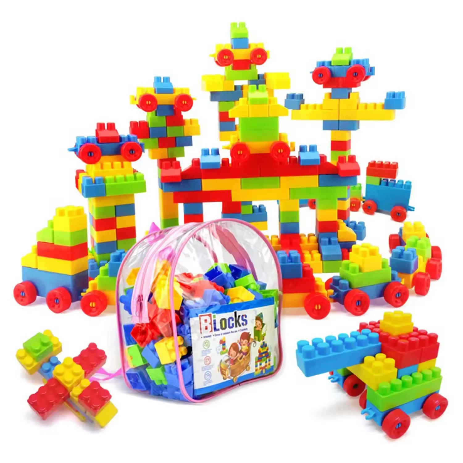 Jouets empilables assemblés pour enfants, grandes particules de blocs de construction, jouets éducatifs pour l'éducation précoce des enfants, 100/130 pièces