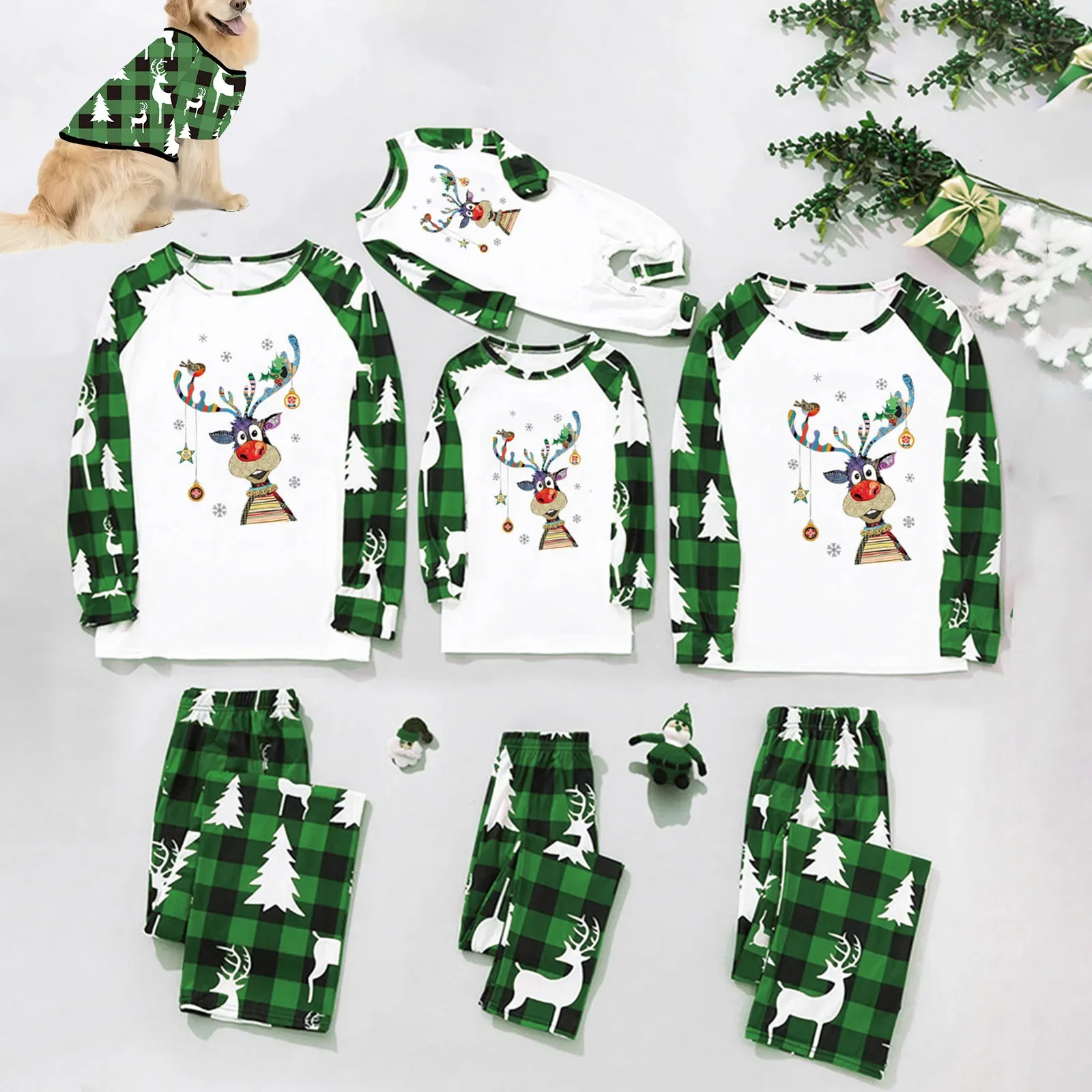 Ensemble pyjama assorti pour famille, père et enfants, vêtements d'élan, barboteuse, vêtements de nuit, cadeaux de noël