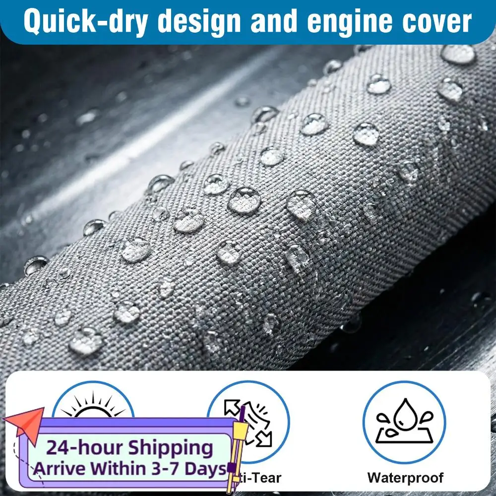 

1200D Trailerable Center Console Boats Covers with 18 Tie Down Strap Waterproof Yacht Protector UV-Proof For Protecting Roof