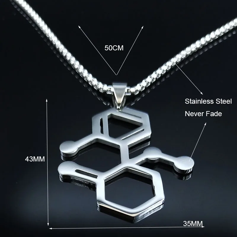 Ketamine Molecule Stainless Steel Farmacia Necklace Multipolar Neuron Biology Psychology Necklaces Jewellery collar mujer N1133