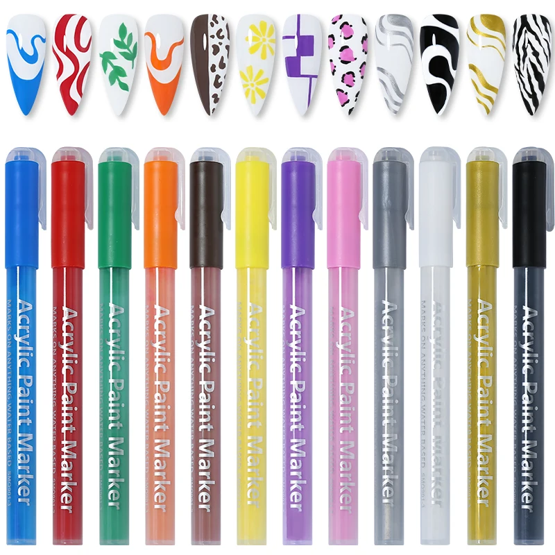 آرتي كلافو مسمار الفن رسم الكتابة على الجدران القلم مقاوم للماء اللوحة بطانة فرشاة DIY بها بنفسك ثلاثية الأبعاد خطوط مجردة زهرة نمط أدوات مانيكير