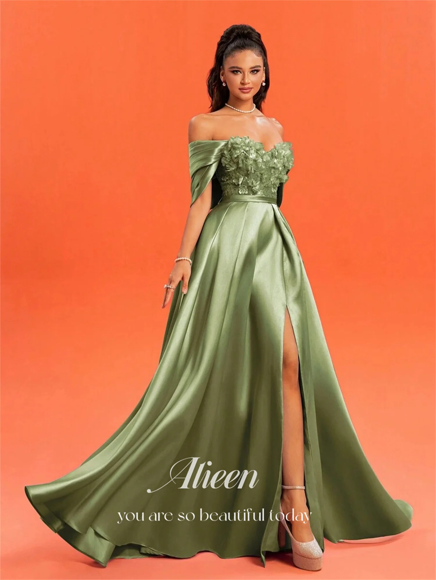 Aileen Sweetheart Robes De Bal 2025 Personnalisé Femmes Robes De Soirée Robes De Festa Vert فساتmaveraSimple Face Fleurs 3D