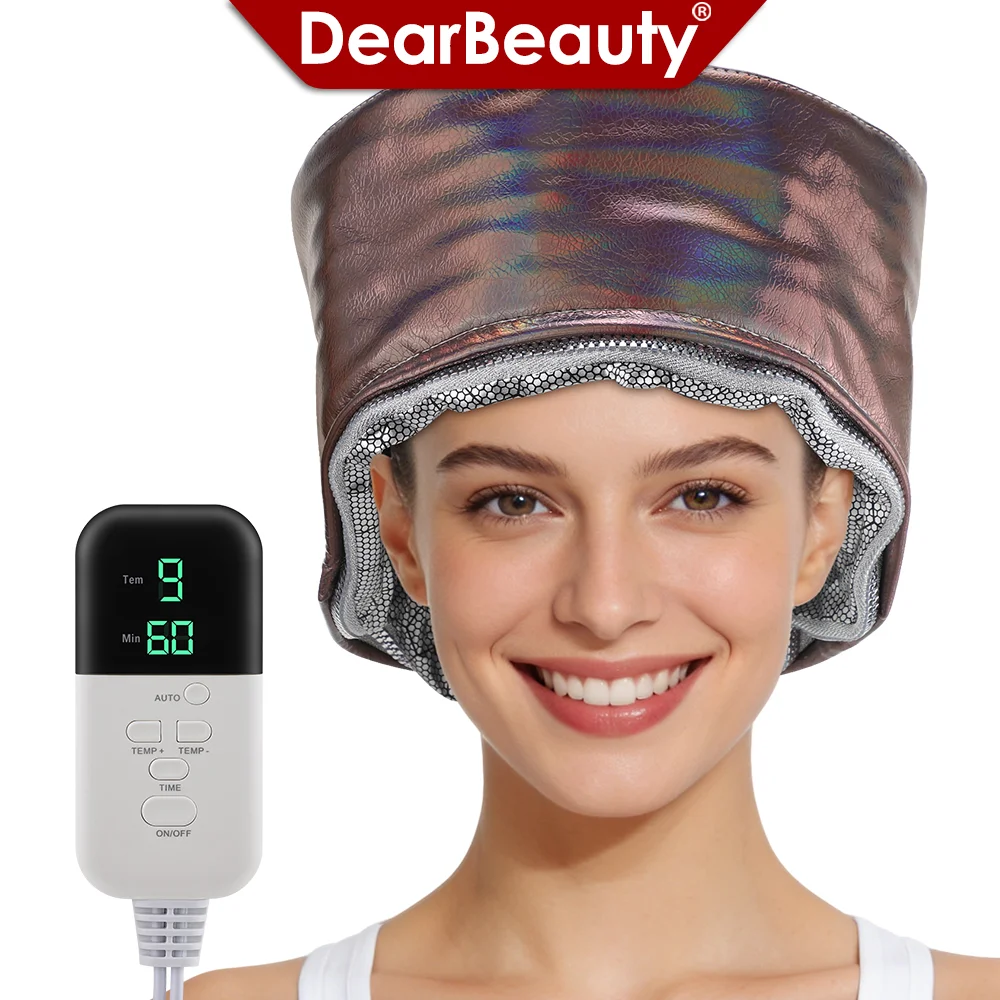 

Hair Steamer For Deep Conditioning Thermal Heat Cap 9-Level 5 Timer Electric Thermal Hat Waterproof Salon Hair SPA Steamer Cap