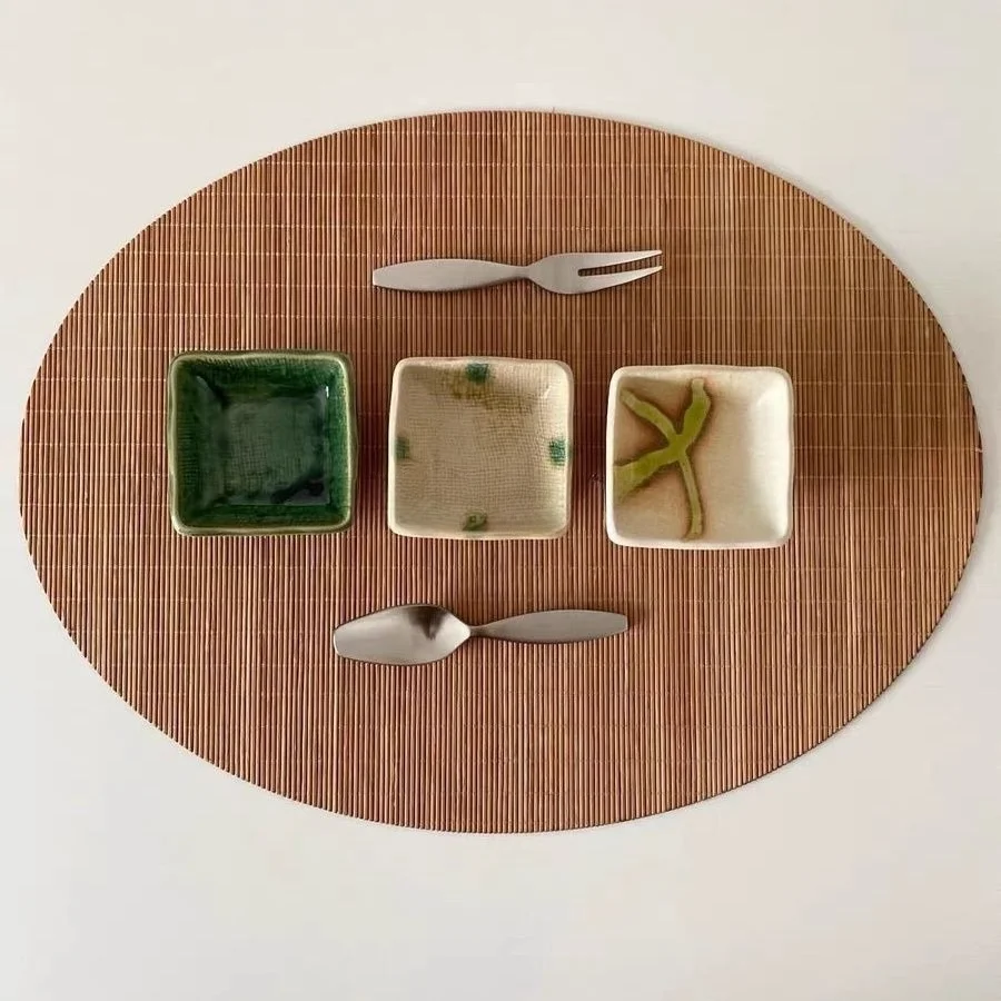 Ins Style Oval Natural Bamboo Placemat Heat‑Resistant Dining Table Mat Household Decor Photography Shooting Props For Tabletop