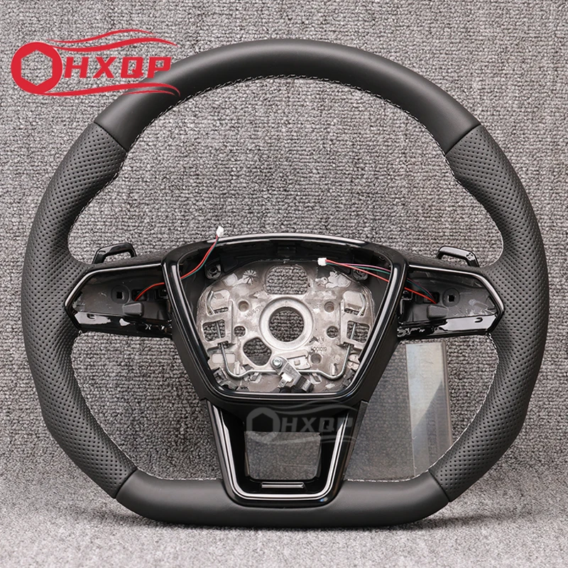 Suitable For Audi A6 C8 Heated Multifunctional Steering Wheel With White Stitching Buttons And Paddles Car Accessories