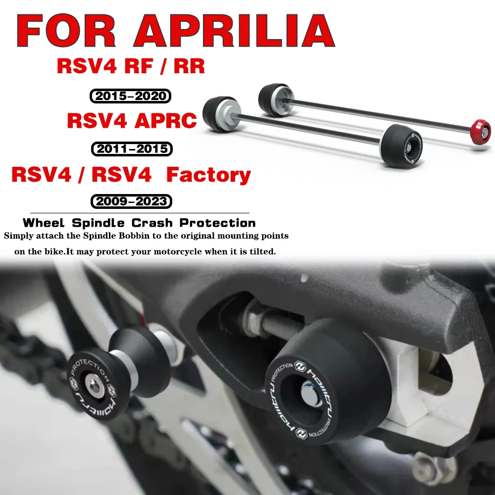 

For Aprilia RSV4 / Factory 2009-2023 RSV4 RF / RR 2015-2020 RSV4 APRC 2011-2015 Front Rear Wheel Spindle Crash Protection