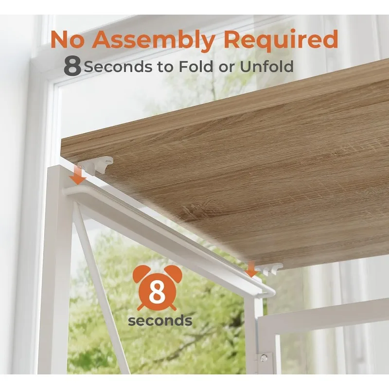 Coavas 31.5 inch Folding Desk No Assembly Required, Writing Computer Desk Space Saving Foldable Table Simple Home