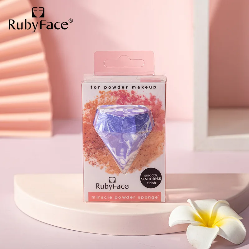 Rubyface Stock gros diamant Type bicolore humide et sec Portable roman sans latex outil de maquillage beauté oeuf maquillage cosmétique vente