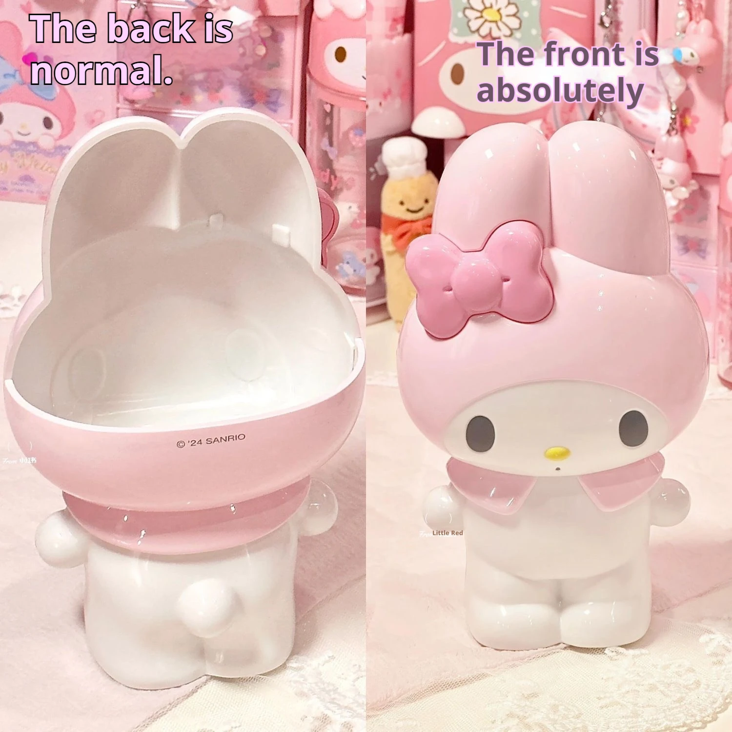 Nuevo soporte para bolígrafo Hello Kitty Melody, modelo de figuras de Anime, caja de almacenamiento de escritorio, papelería Hellokitty, caja organizadora de brochas de maquillaje, regalos