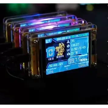 Bitcoin Solo Crypto Miner 4 Slots Stand, 4X 987KH/S Upgraded Hashrate, 2.8 Inch Smart Display Device