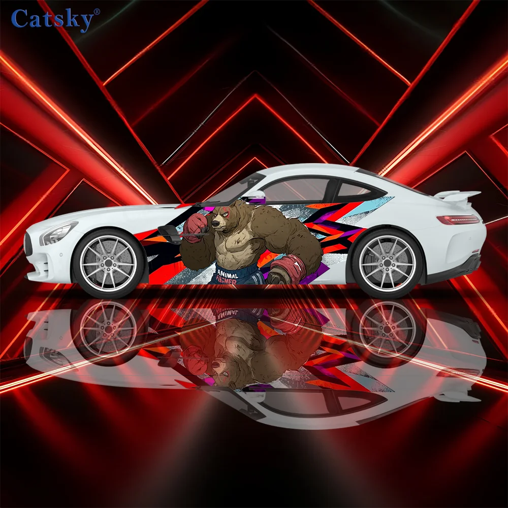 

Geometry Muscle Bear Pattern Car Vinyl Wraps Decal Self-adhesive PVC Sticker Suitable for Trucks SUV Decoration Auto Accessories