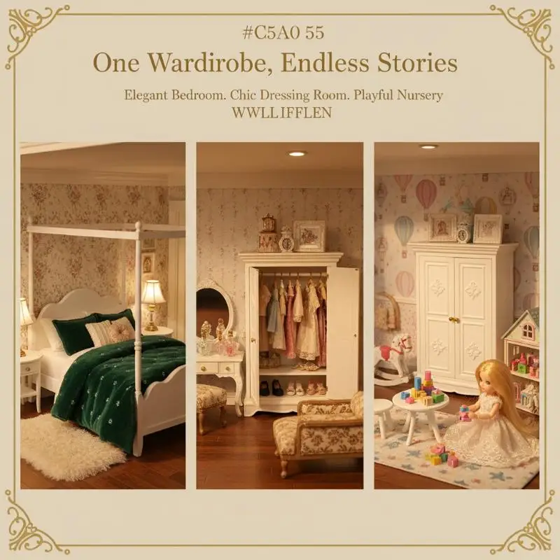 

1:12 Dollhouse Miniature Wardrobe Model Printed Furniture Accessories Lifelike Closet Ornament for Kids Tiny Room Decor
