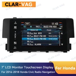 7 Cal ekran dotykowy Digitizer LCD dla Honda Civic 2016-2018 części Monitor nawigacja samochodowa radia 39710-TBA-A11-A21-305