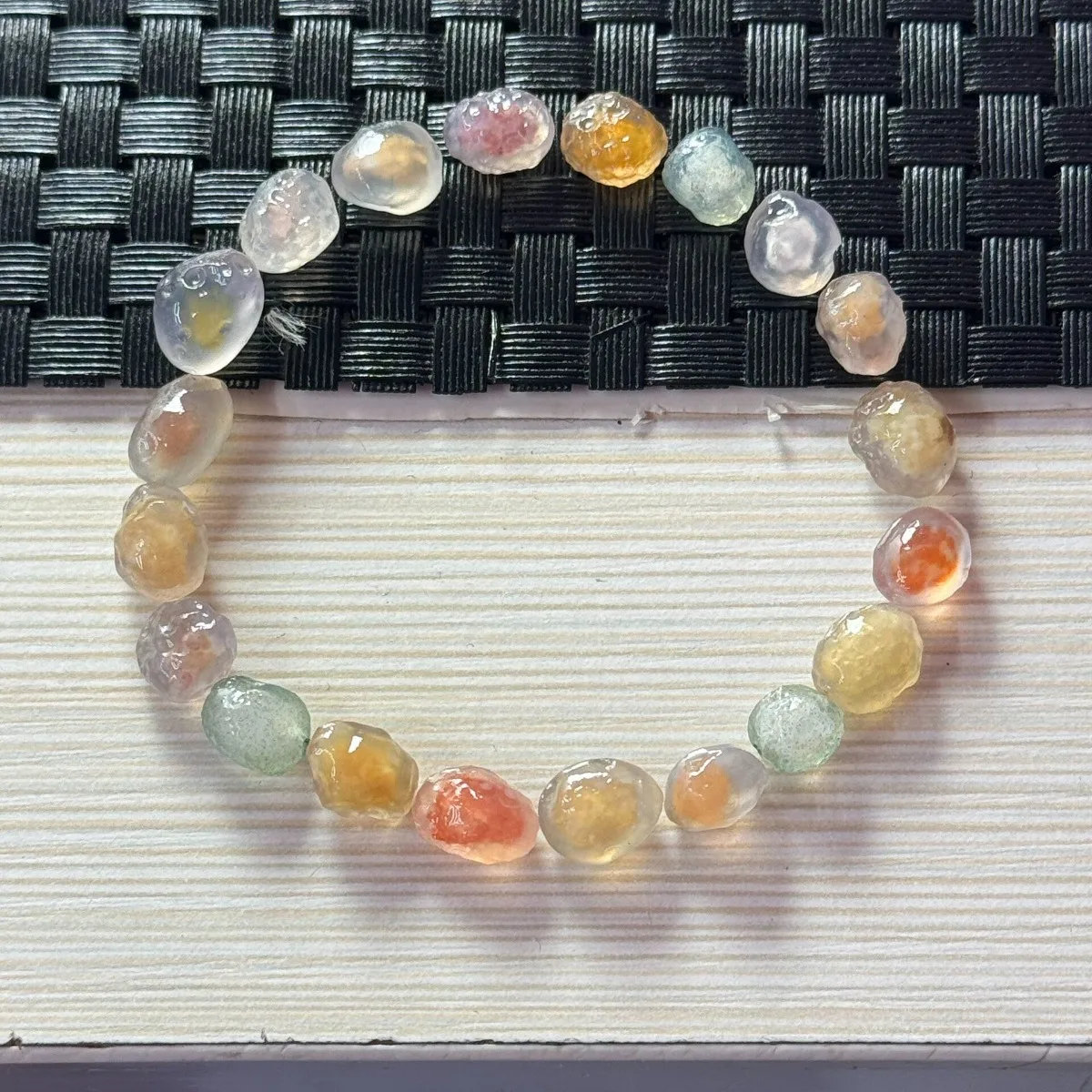 Decor Stone Alashan Agate, 5pcs Glass Vial Set, 10-15mm Natural Unpolished, Sandy Tone, Pendant Making Collection-Candy Agate