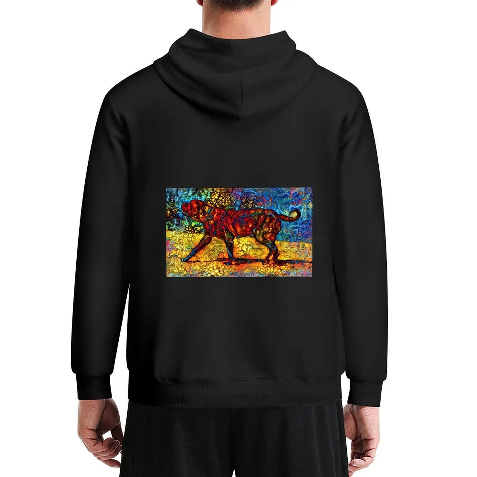 

English Mastiff waiting for a treat - colorful abstract painting in blue, yellow and red Hoodie