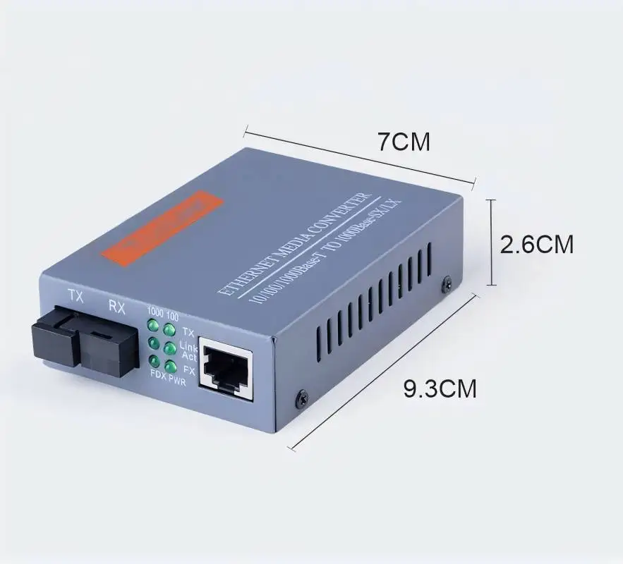 Gigabit Fiber Optical Media Converter HTB-GS-03 1000Mbps Single Fiber SC Port External Power Supply Optical fiber transmitter