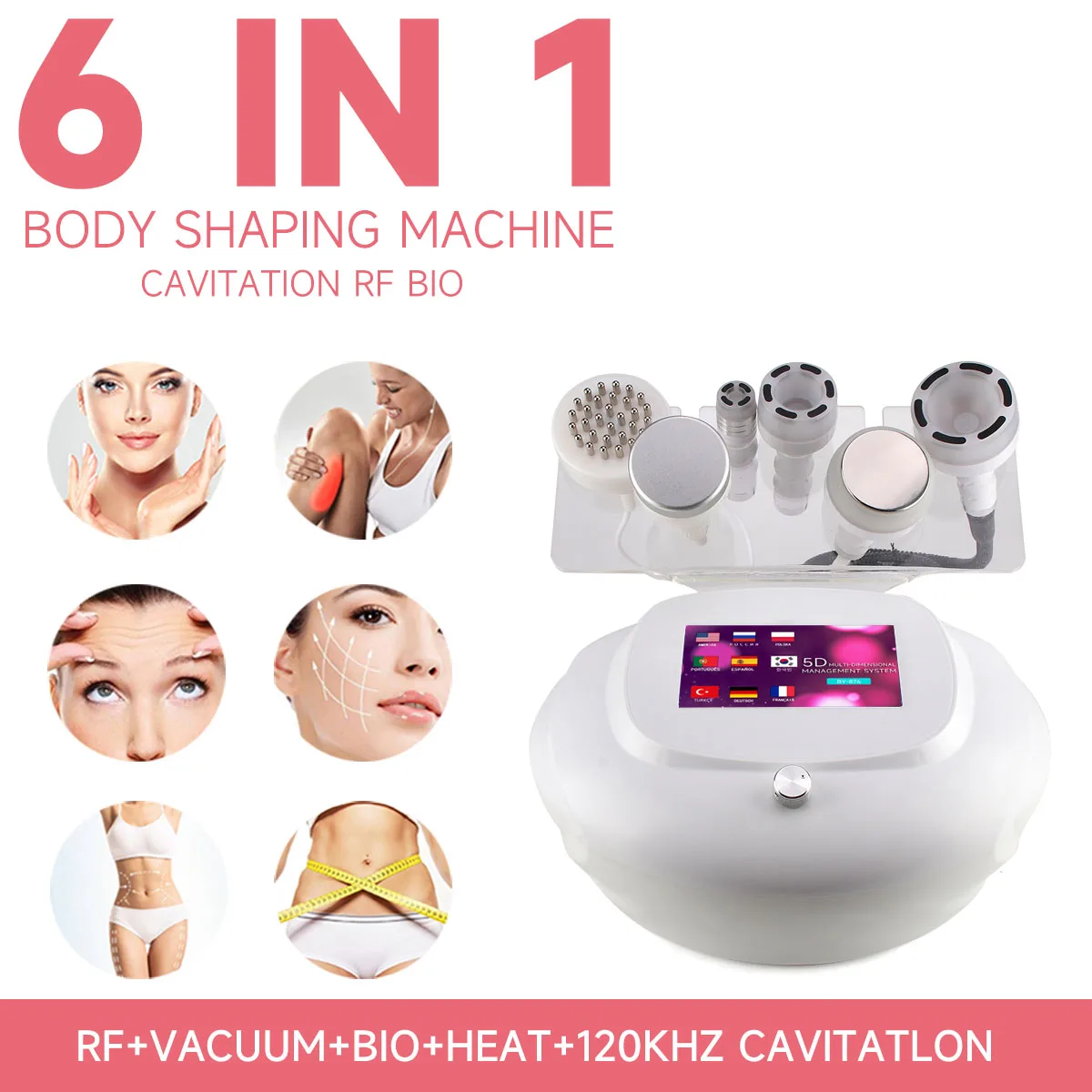 120K Cavitation Machine Vacuum Body Sculpting Facial Lifting Cellulite Vibrating Massage with Heating Beauty Device