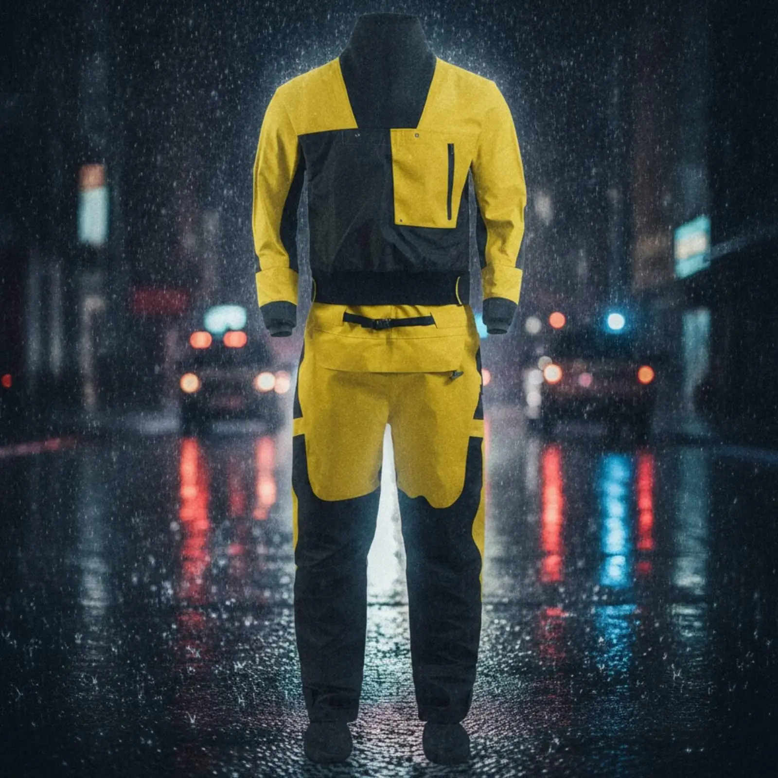 Insulated Dry Suit for Men with Chest Pocket Two Piece Diving Gear Polyester Fabric for Emergency Rescue Boating