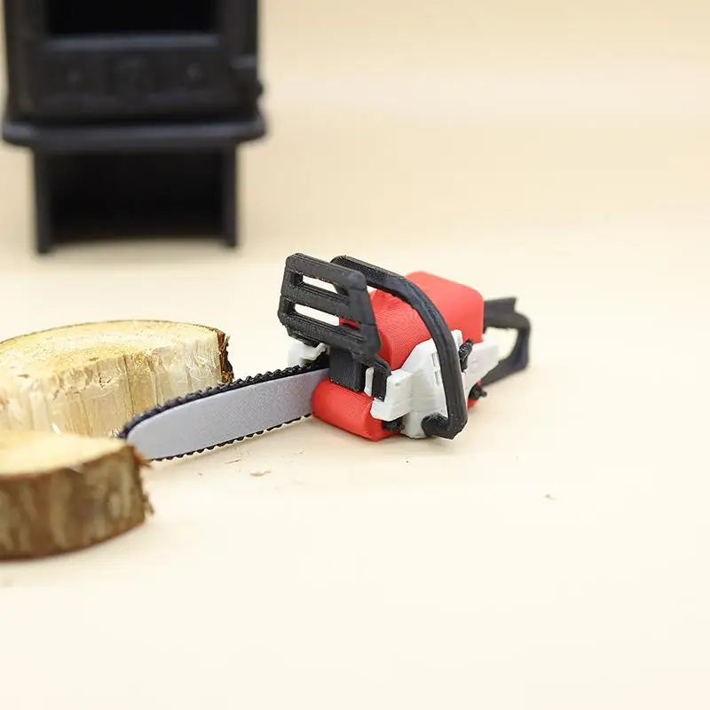 {H} 1Pcs Mini Furniture Dolls Play Home Toy 1/12 Scale Dollhouse Chainsaw Logging Wood Saw DIY Model Scene Decoration - view 5