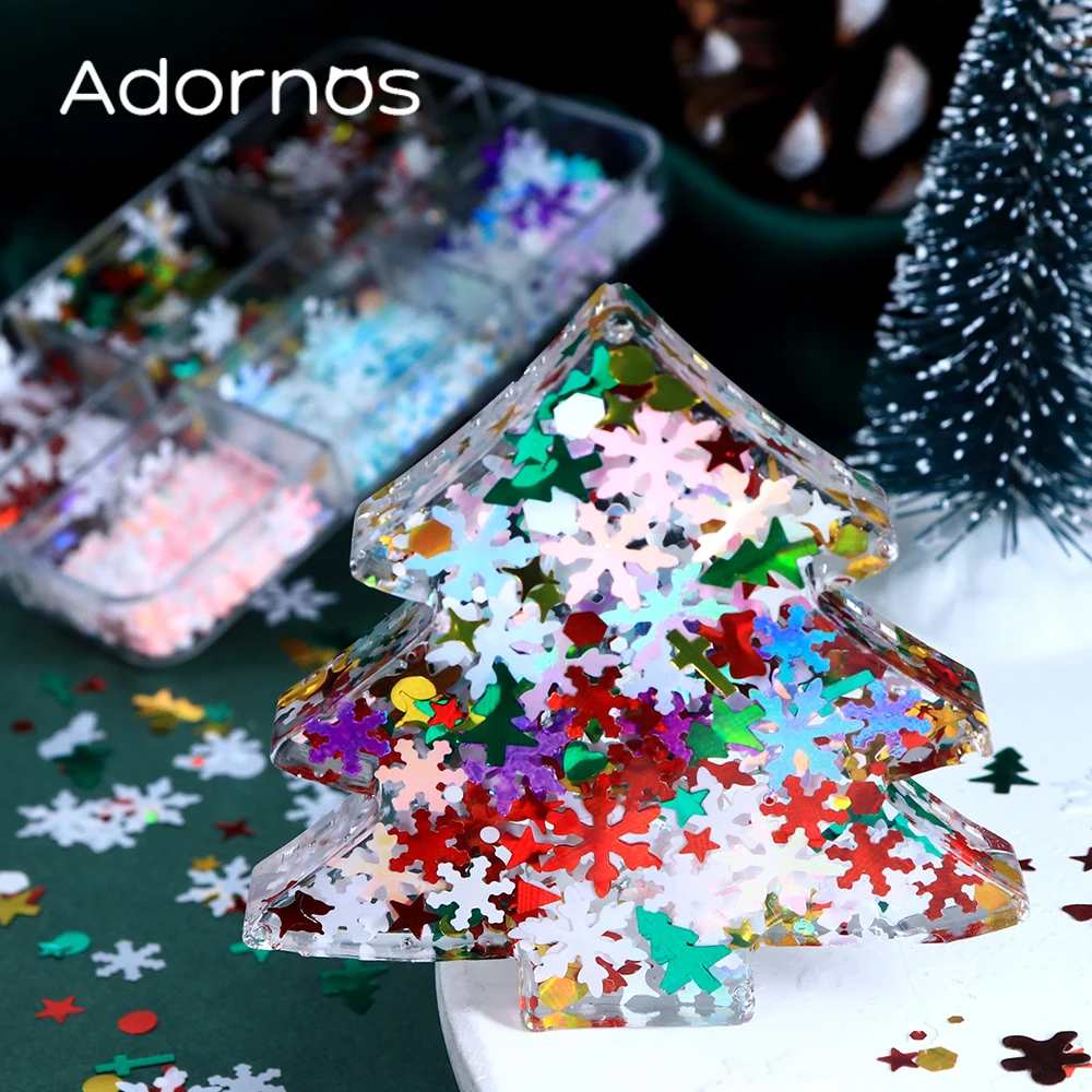 Christmas Sequins Epoxy Resin Glitter Filling Accessories Gingerbread Xmas Tree Star Winter Snowflake Bubble Resin Shaker Filler