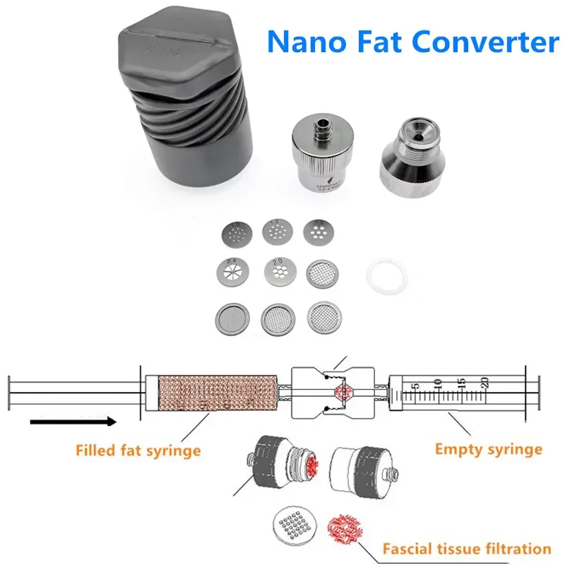 Nano Fat Filter Converter for Liposuction Surgery Nano Fat Transfer Set Fat Grafting Vacuum Liposuction Needle Converter