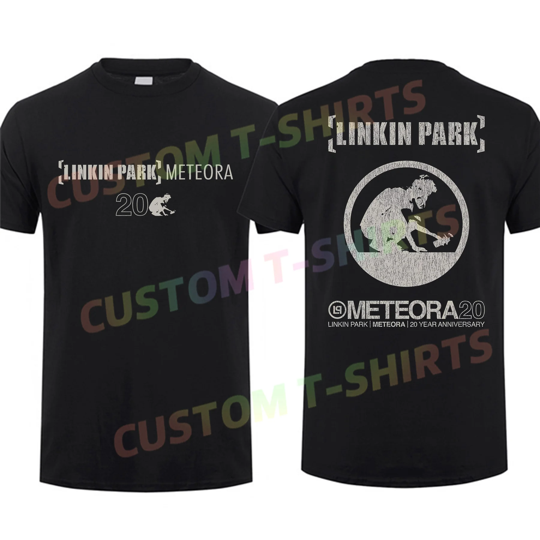 

2023 Fashion Men Linkins Meteora 20th Anniversary Park T Shirt Double-sided Casual Oversized T-shirt Graphic Streetwear S-3XL