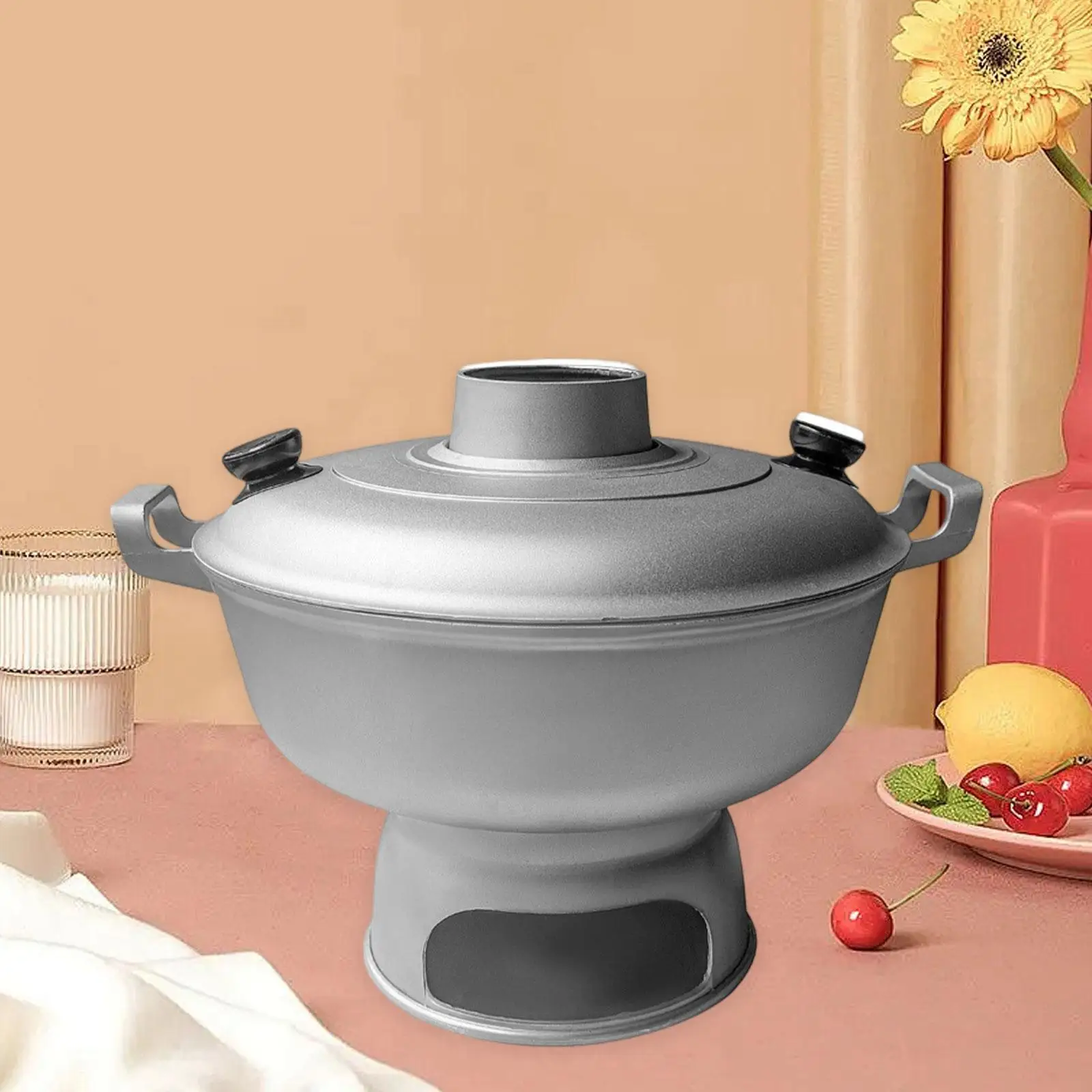 

Chinese Traditional Beijing Charcoal Hot Pot Multifunction Easy to Clean Thickened Home Use with Lid Compact Shabu Pot Hotpot