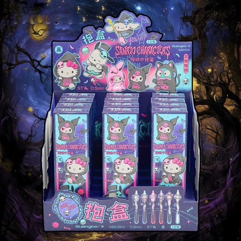 

12 шт./лот Sanrio Kitty Hangyodon Kuromi Melody Press гелевая ручка милые 0,5 мм черные чернила ручки для подписи рекламный подарок школьные принадлежности