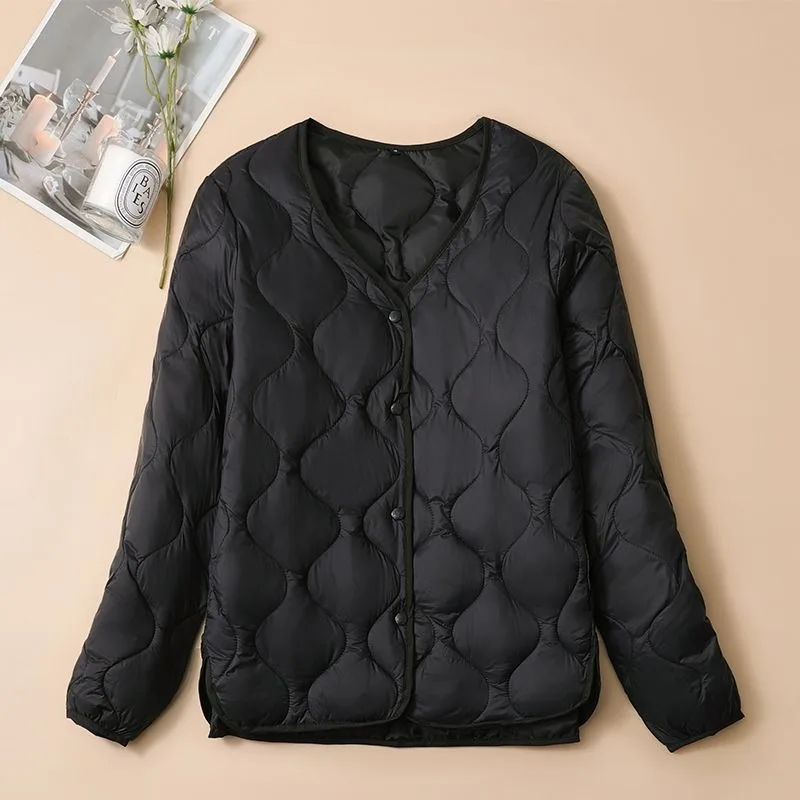 Thin and Lightweight Cotton Jacket With Women's Inner Lining and no Collar 2026 Autumn Winter New Warm Lightweight Cotton Jacket