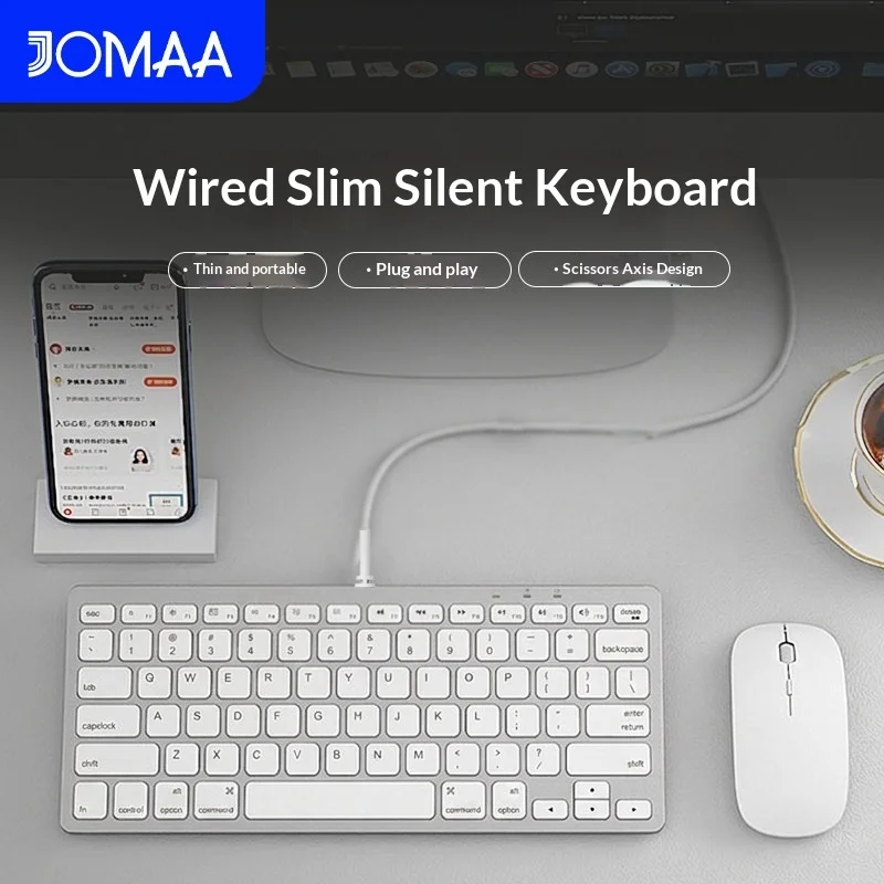 

JOMAA 78 Keys Wired Usb Keyboard Backlit Mute Slim Ergonomic Scissor Switch Plug And Play For Laptop Desktop Computer